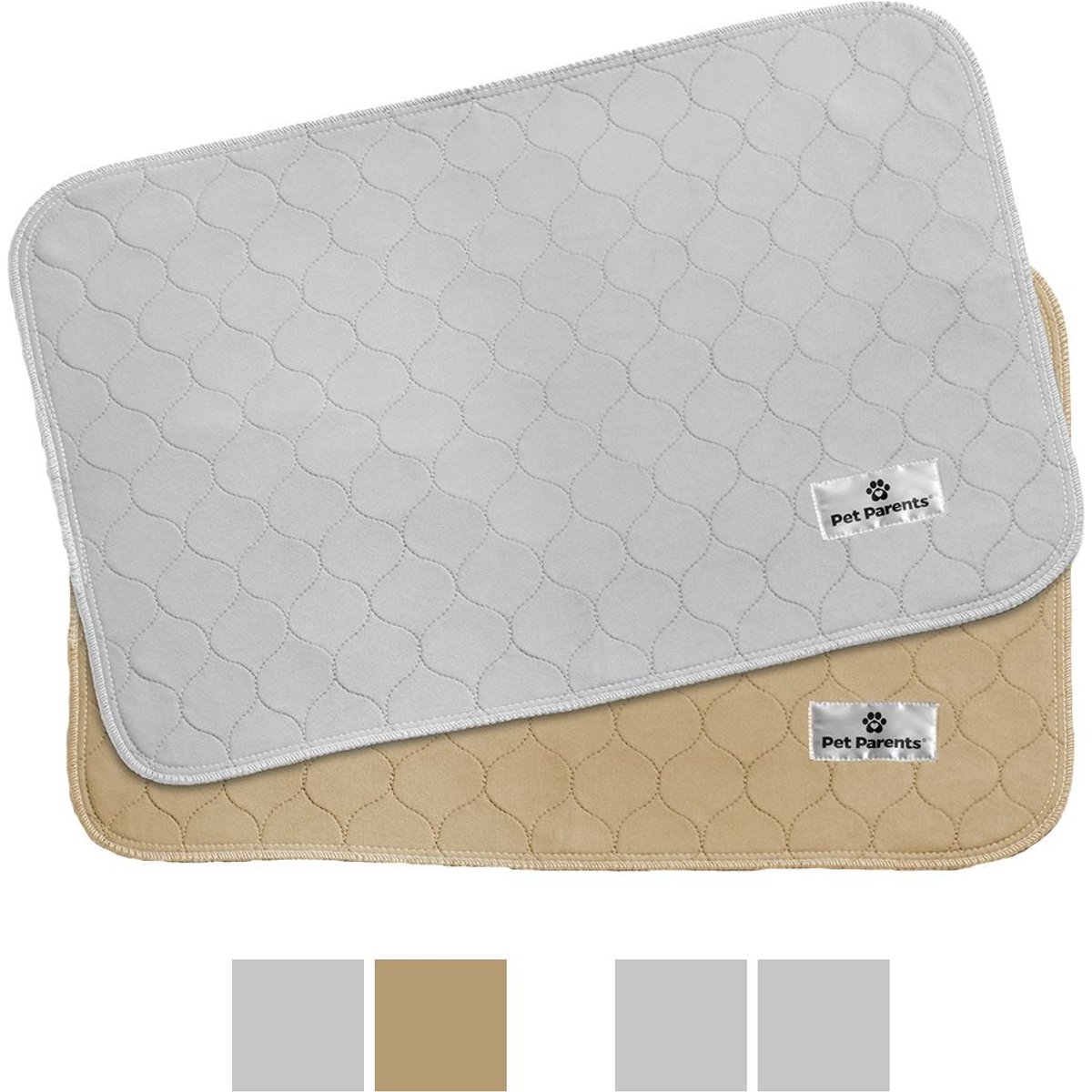 Pet Parents Pawtect Pads Washable Training Puppy, Dog & Cat Pee Pads, 2 count, 18x24-in, Grey & Beige