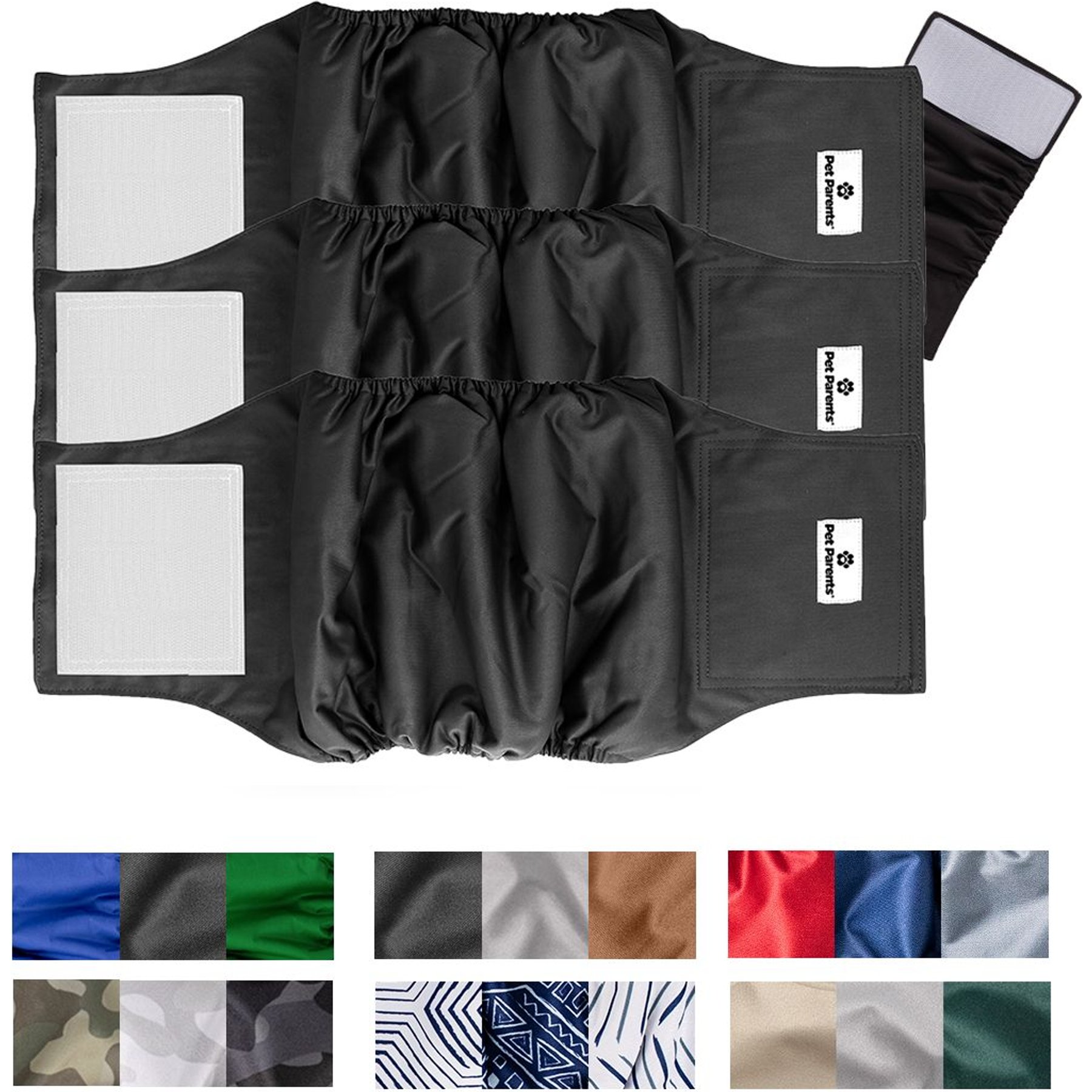 Pet Parents Washable Belly Band Male Dog Diapers, Dog Wraps & Extendrs, Black, Small: 13 to 16-in waist, 3 count
