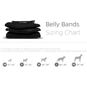 Pet Parents Washable Belly Band Male Dog Diapers, Dog Wraps & Extendrs, Black, X-Large: 25 to 34-in waist, 3 count
