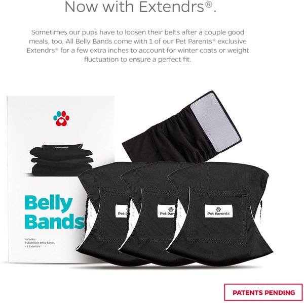 Show full view: Pet Parents Washable Belly Band Male Dog Diapers, Dog Wraps & Extendrs, Black, X-Small: 11 to 13-in waist, 3 count slide 2 of 10