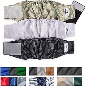 Pet Parents Washable Belly Band Male Dog Diapers, Dog Wraps & Extendrs, Camo, Small: 13 to 16-in waist, 3 count