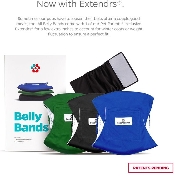 Show full view: Pet Parents Washable Belly Band Male Dog Diapers, Dog Wraps & Extendrs, Gentlemen, X-Small: 11 to 13-in waist, 3 count slide 2 of 10