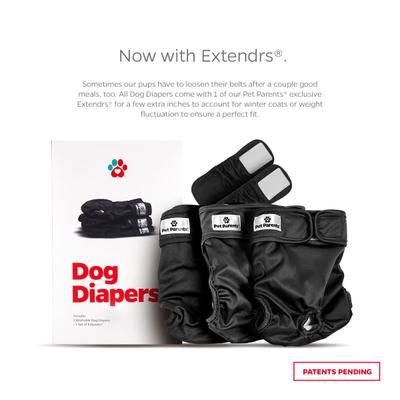 Show full view: Pet Parents Washable Male & Female Dog Diapers + Extendrs, Black, Medium: 14 to 20-in waist, 3 count slide 2 of 10
