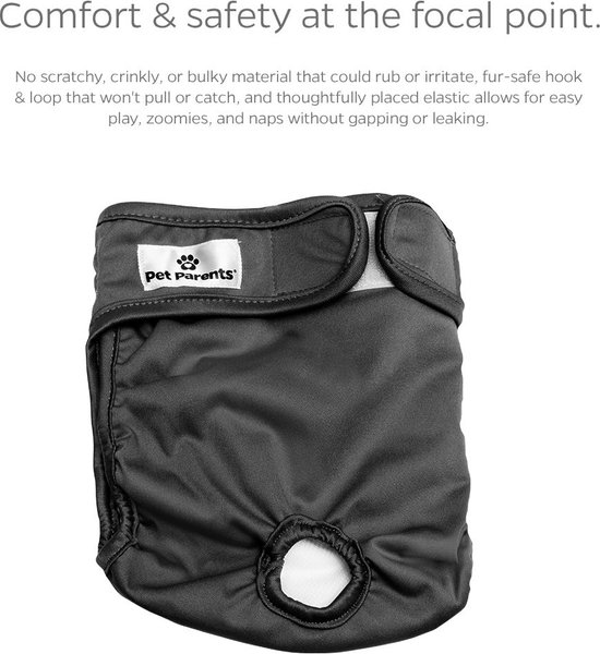 Show full view: Pet Parents Washable Male & Female Dog Diapers + Extendrs, Black, X-Small: 4 to 10-in waist, 3 count slide 5 of 10