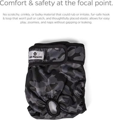 Show full view: Pet Parents Washable Male & Female Dog Diapers + Extendrs, Camo, Medium: 14 to 20-in waist, 3 count slide 5 of 11