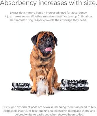 Show full view: Pet Parents Washable Male & Female Dog Diapers + Extendrs, Luxe, Medium: 14 to 20-in waist, 3 count slide 4 of 11