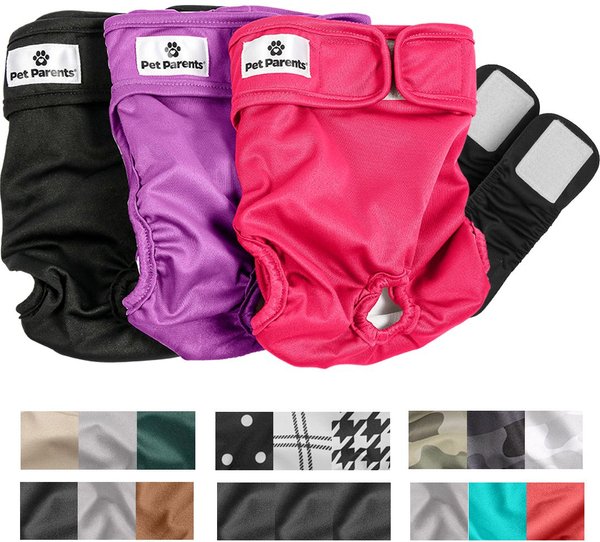 Show full view: Pet Parents Washable Male & Female Dog Diapers + Extendrs, Princess, X-Small: 4 to 10-in waist, 3 count slide 1 of 10