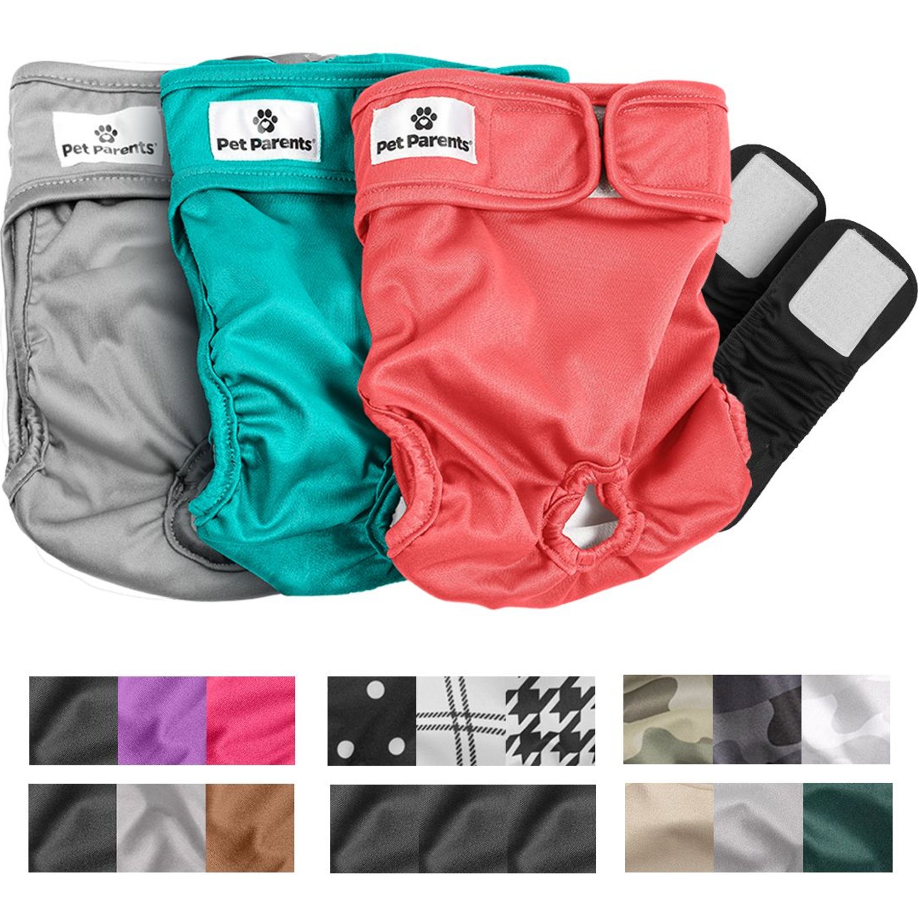 Pet Parents Washable Male & Female Dog Diapers + Extendrs, Southern Belle, Large: 19 to 27-in waist, 3 count