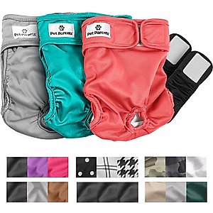 Pet Parents Washable Male & Female Dog Diapers + Extendrs, Southern Belle, Medium: 14 to 20-in waist, 3 count