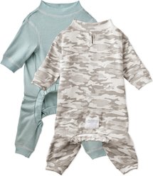 Pet Passion Johnny The Thermal Long John Dog Pajama, 2 count, Sage Camo, Medium