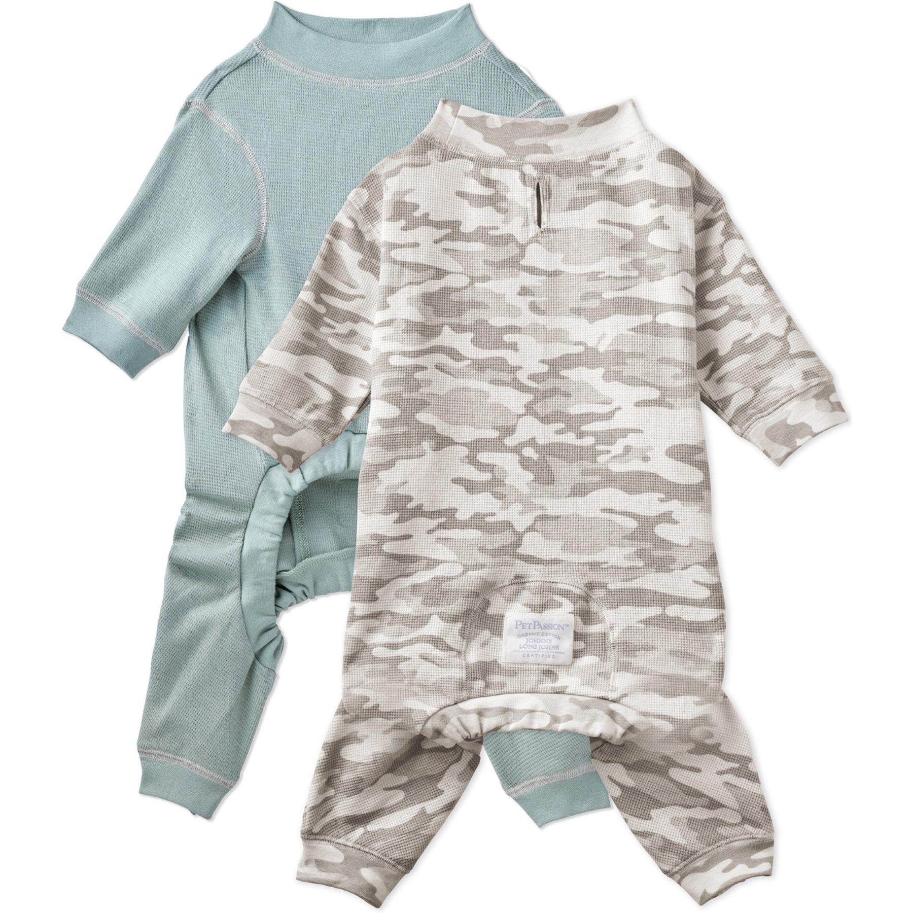 Pet Passion Johnny The Thermal Long John Dog Pajama, 2 count, Sage Camo, XX-Large