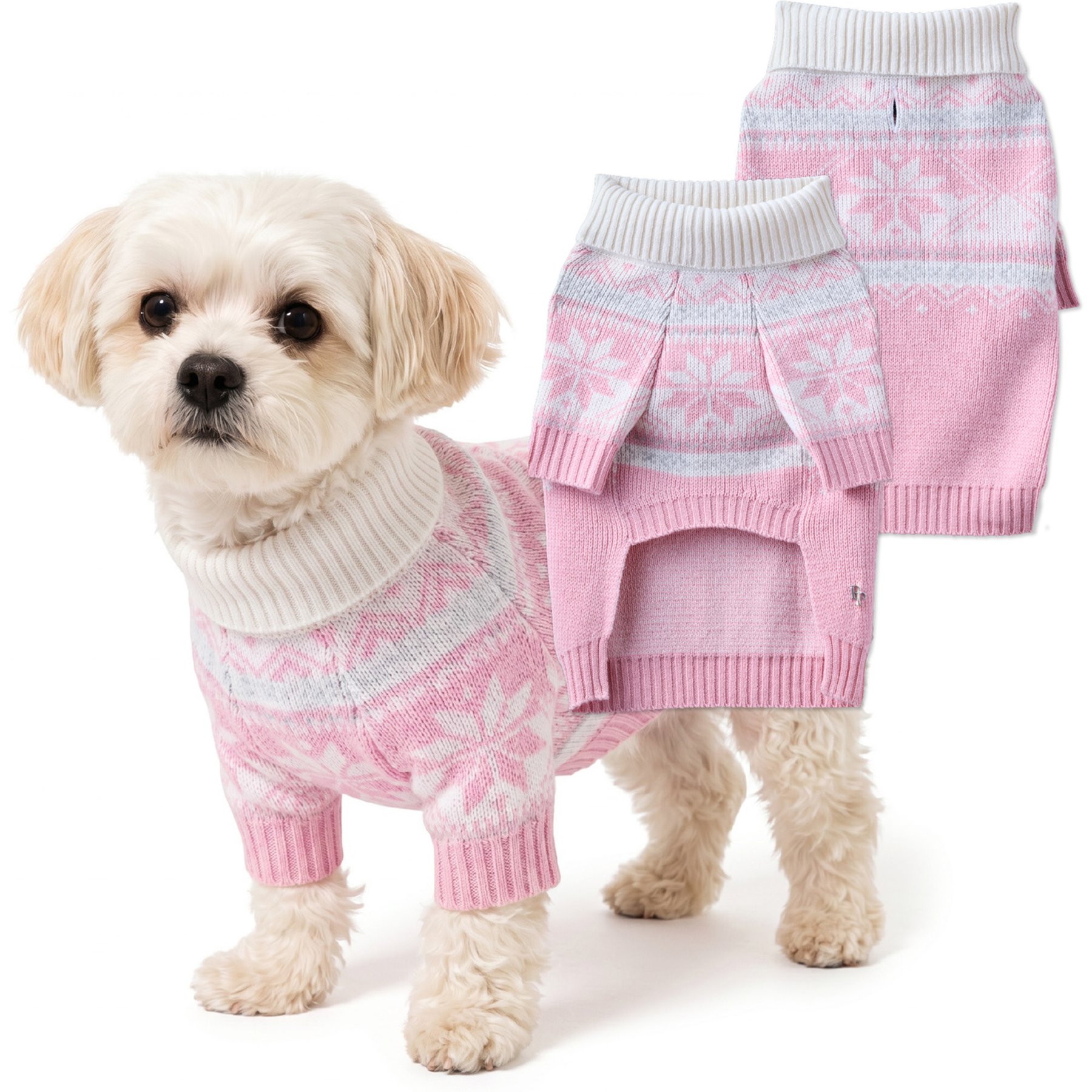 Pet Passion Windsor The Boarder Fair Isle Dog Sweater, Pink Fair Isle, X-Small