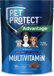 Pet Protect DVM Daily Multivitamin Chicken Flavored Soft Chew Supplement for Dogs, 120 count