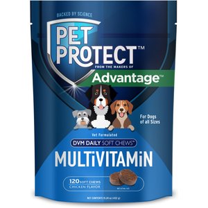 Pet Protect DVM Daily Multivitamin Chicken Flavored Soft Chew Supplement for Dogs, 120 count