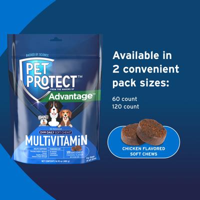 Show full view: Pet Protect DVM Daily Multivitamin Chicken Flavored Soft Chew Supplement for Dogs, 120 count slide 7 of 12