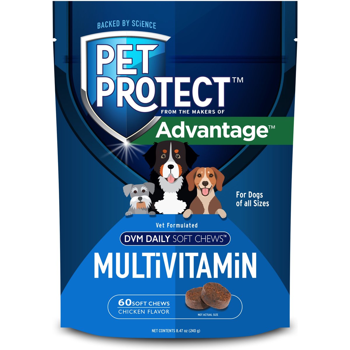Pet Protect Vet-Formulated DVM Daily Multivitamin Chicken Flavored Soft Chew Supplement for Dogs, 60 count