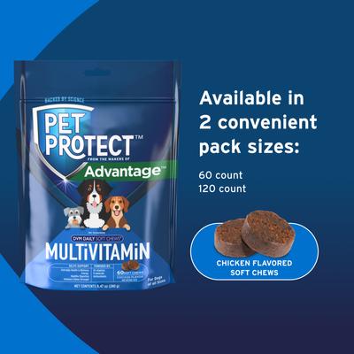 Show full view: Pet Protect DVM Daily Multivitamin Chicken Flavored Soft Chew Supplement for Dogs, 60 count slide 7 of 11