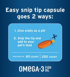 Pet Protect Free Form Omega-3 Fish Oil Snip Tip Capsule Supplements for Medium & Large Dogs, 250 count slide 2 of 8