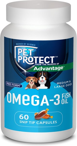 Show full view: Pet Protect Free Form Omega-3 Fish Oil Snip Tip Capsule Supplements for Medium & Large Dogs, 60 count slide 1 of 11