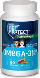 Pet Protect Vet-Formulated Free Form Omega-3 Fish Oil Snip Tip Capsule Supplements for Medium & Large Dogs,...