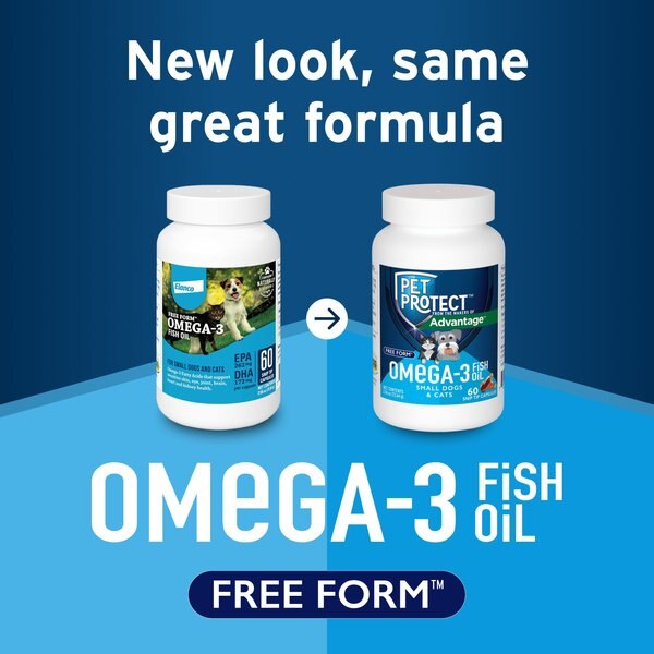 Pet Protect Free Form Omega-3 Fish Oil Snip Tip Capsule Supplements for Small Dogs & Cats