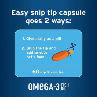 Show full view: Pet Protect Free Form Omega-3 Fish Oil Snip Tip Capsule Supplements for Small Dogs & Cats, 60 count slide 7 of 12