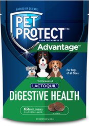 Pet Protect Lactoquil Digestive Health Probiotic Chicken Flavored Soft Chew Supplement for Dogs, 60 count