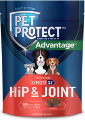 Pet Protect Vet-Formulated Synovi G3 Hip & Joint Chicken Flavored Soft Chew Supplement with Glucosamine for Dogs, 240 count