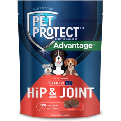Pet Protect Pet Protect Vet-Formulated Synovi G3 Hip & Joint Chicken Flavored Soft Chew Supplement with Glucosamine for Dogs, 480 count