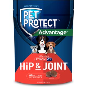 Pet Protect Synovi G3 Hip & Joint Chicken Flavored Soft Chew Supplement with Glucosamine for Dogs, 60 count