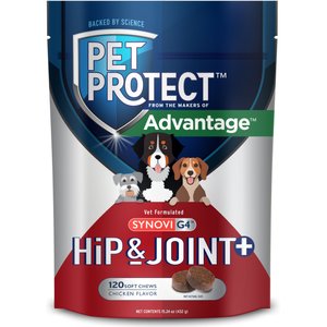 Pet Protect Synovi G4 Hip & Joint+ Chicken Flavored Soft Chew Supplement with Glucosamine for Dogs, 240 count