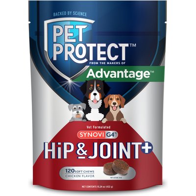 Pet Protect Pet Protect Vet-Formulated Synovi G4 Hip & Joint+ Chicken Flavored Soft Chew Supplement with Glucosamine for Dogs, 480 count