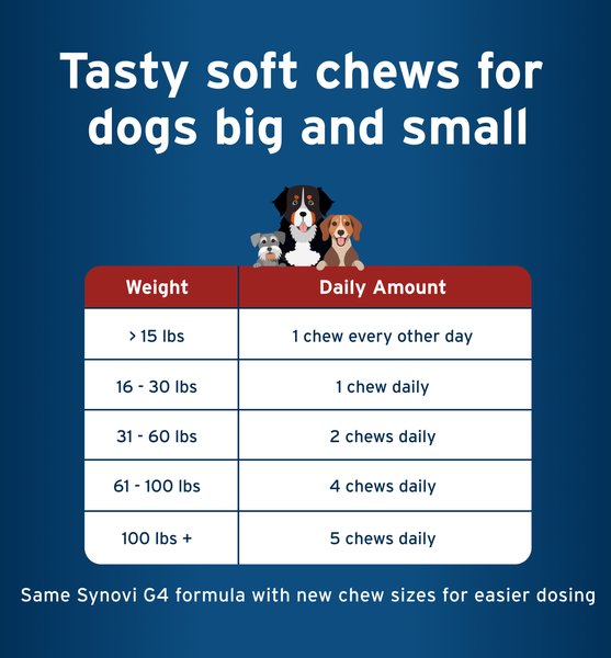 Show full view: Pet Protect Synovi G4 Hip & Joint+ Chicken Flavored Soft Chew Supplement with Glucosamine for Dogs, 60 count slide 7 of 11