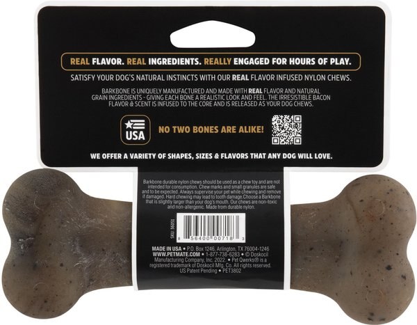 Pet Qwerks BarkBone Bacon Flavor Tough Dog Chew Toy