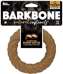 Pet Qwerks BarkBone Peanut Butter Flavor Chew Ring Tough Dog Chew Toy, Medium