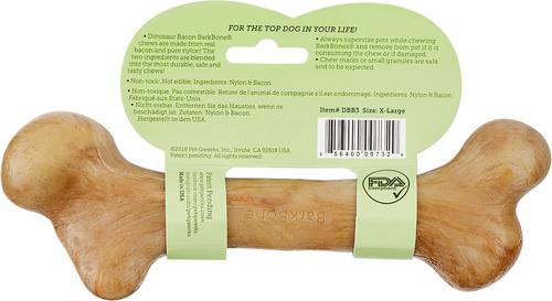 Show full view: Pet Qwerks Dinosaur BarkBone Bacon Flavor Tough Dog Chew Toy, Medium slide 8 of 9