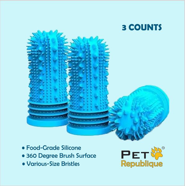 Pet Republique 360-Degree Finger Toothbrush for Dogs & Cats, 3 count