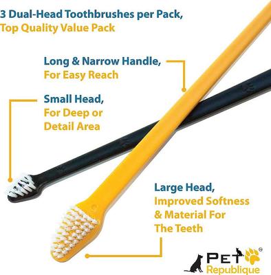 Show full view: Pet Republique Dog Dual-Side Design Large & Small End Toothbrush, 3 count slide 5 of 10