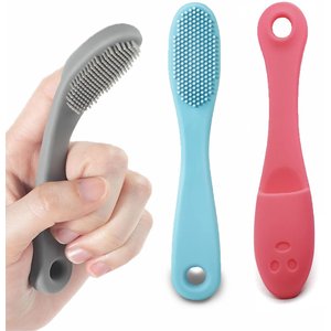 Pet Republique Finger Insert Style Soft Silicone Toothbrush for Dog, 3-Count