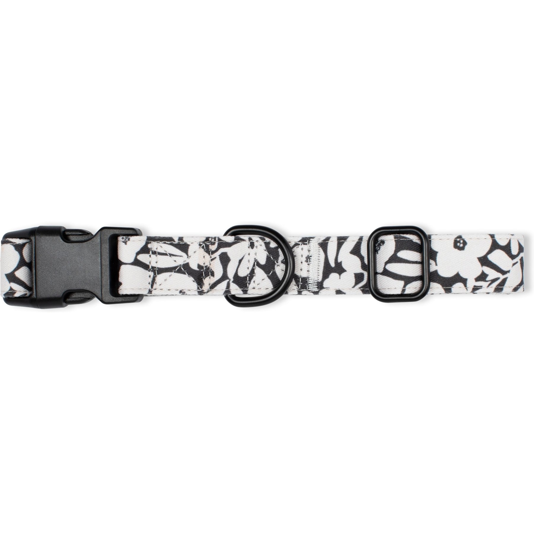 Fringe Studio Charcoal Floral Dog Collar, Large: 16 to 26-in neck, 0.99-in wide