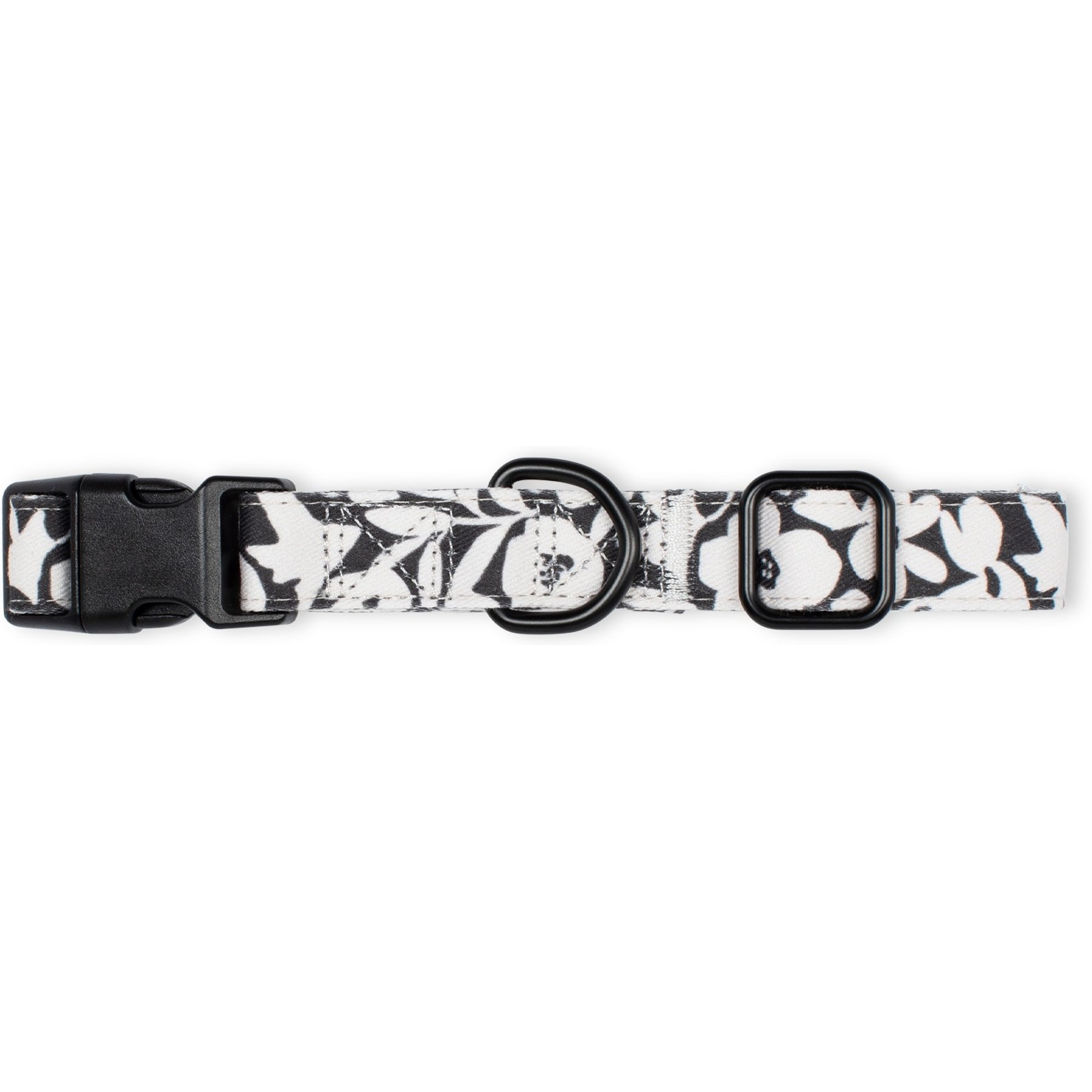 Fringe Studio Charcoal Floral Dog Collar, Medium: 12 to 20-in neck, 0.99-in wide