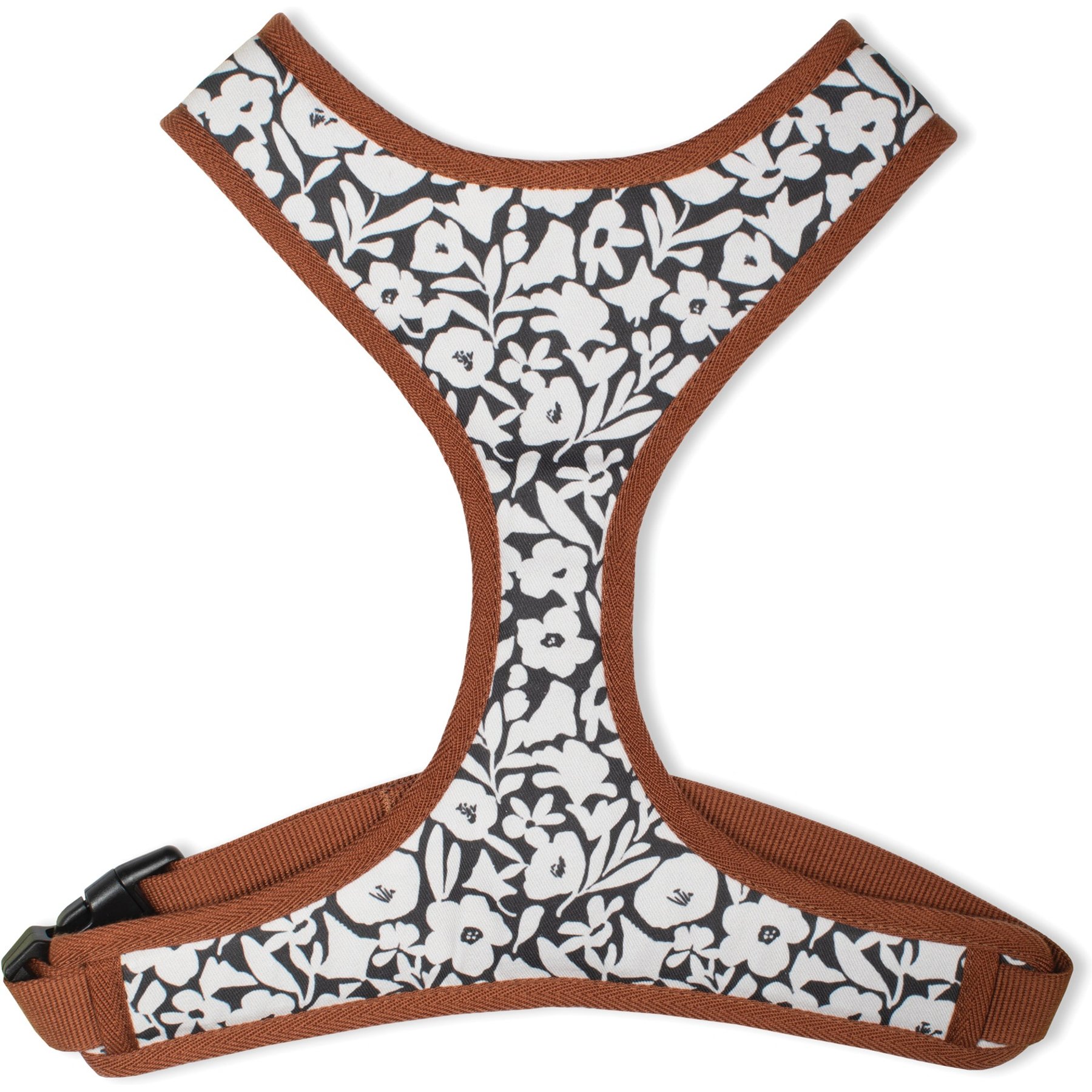 Fringe Studio Charcoal Floral Dog Harness, Large: 20 to 25-in chest girth