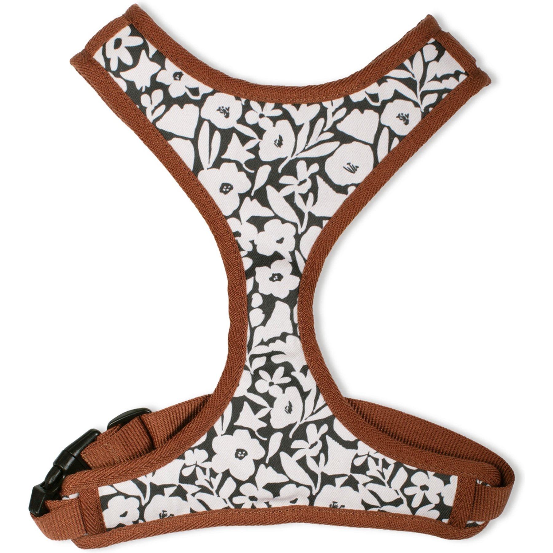 Fringe Studio Charcoal Floral Dog Harness, Medium: 17 to 22-in chest girth