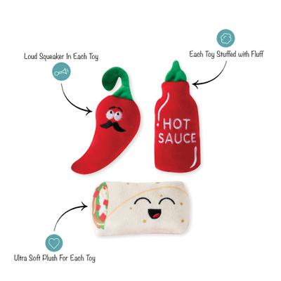 Show full view: Pet Shop by Fringe Studio Hot & Spicy Small Dog Squeaky Plush Dog Toy, 3 count slide 3 of 3