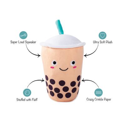 Show full view: Pet Shop by Fringe Studio It's Boba Time Squeaky Plush Dog Toy slide 2 of 3