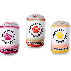 Pet Shop by Fringe Studio Light Paw Cans Small Dog Squeaky Plush Dog Toy, 3 count