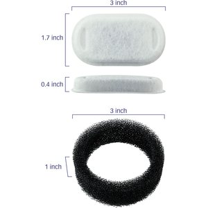 Pet Standard PETLIBRO Model PLWF003 Stainless Steel Pet Water Fountain Replacement Filter & Replacement Pre-Filter Sponges, 67-oz, 12-pack