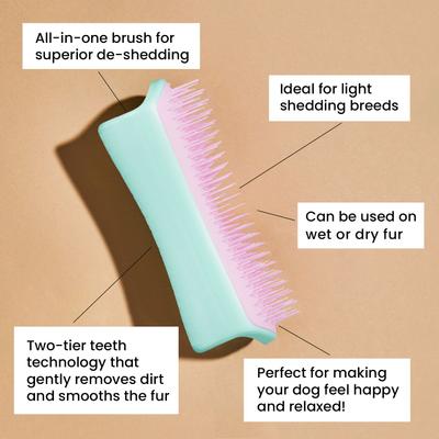 Show full view: Pet Teezer De-Shedding Dog Grooming Brush, Large, Pink & Mint slide 2 of 8