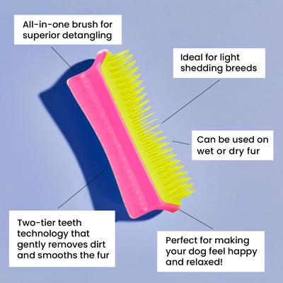 Show full view: Pet Teezer Large Detangling Dual-Tier Dog Grooming Brush, Pink & Yellow slide 3 of 9