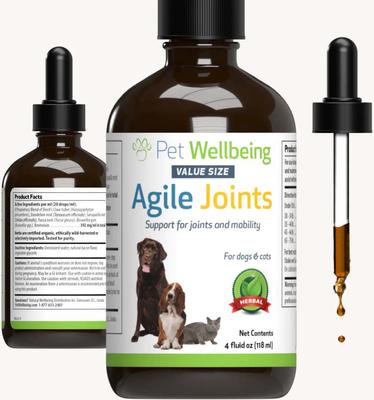 Show full view: Pet Wellbeing Agile Joints Bacon Flavored Liquid Joint Supplement for Dogs & Cats, 4-oz bottle slide 3 of 11
